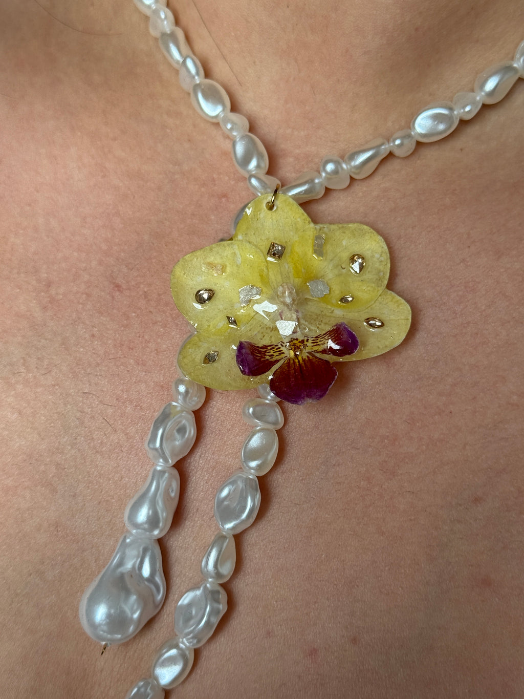Golden Dew Orchid Necklace