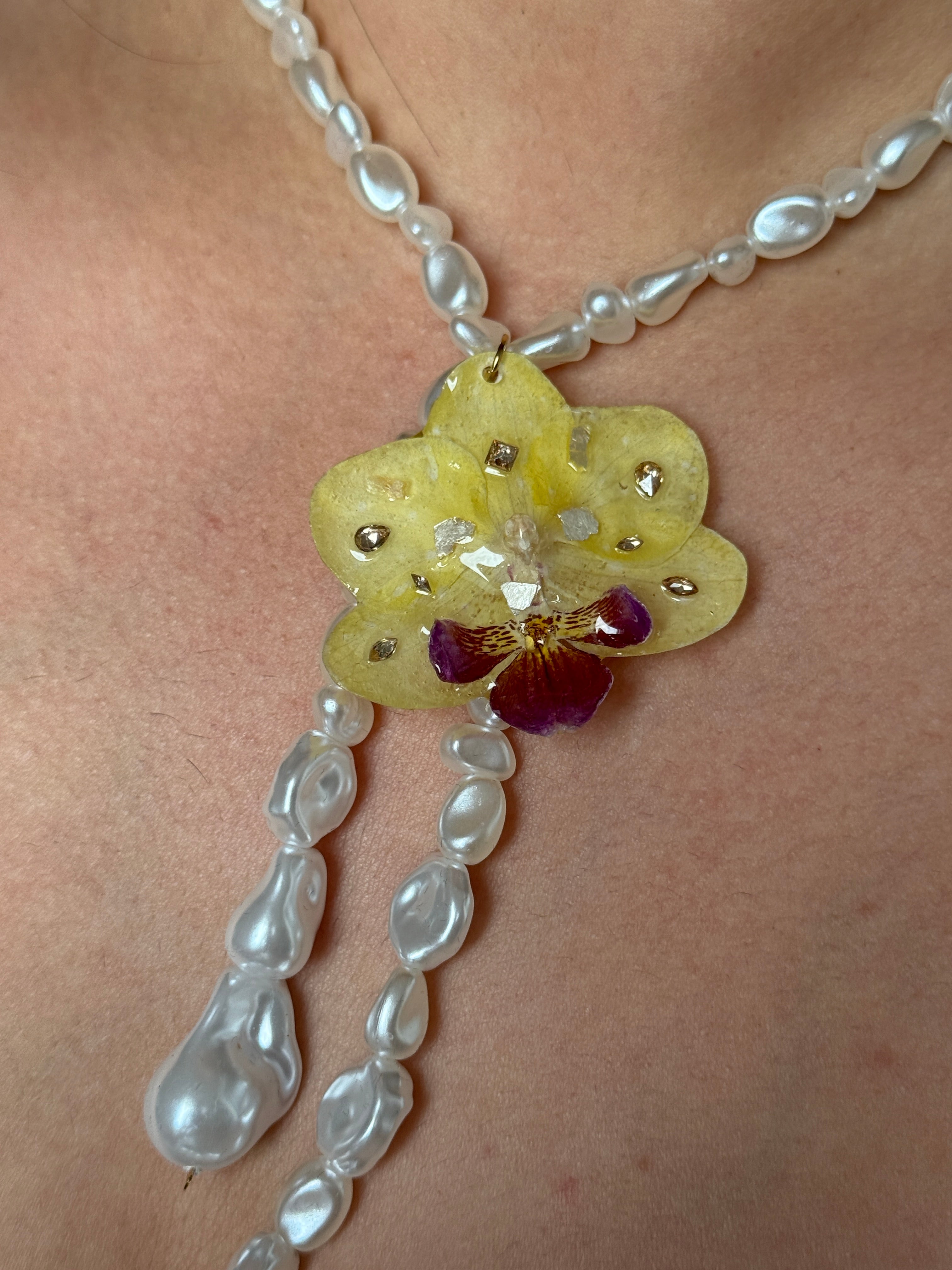 Golden Dew Orchid Necklace