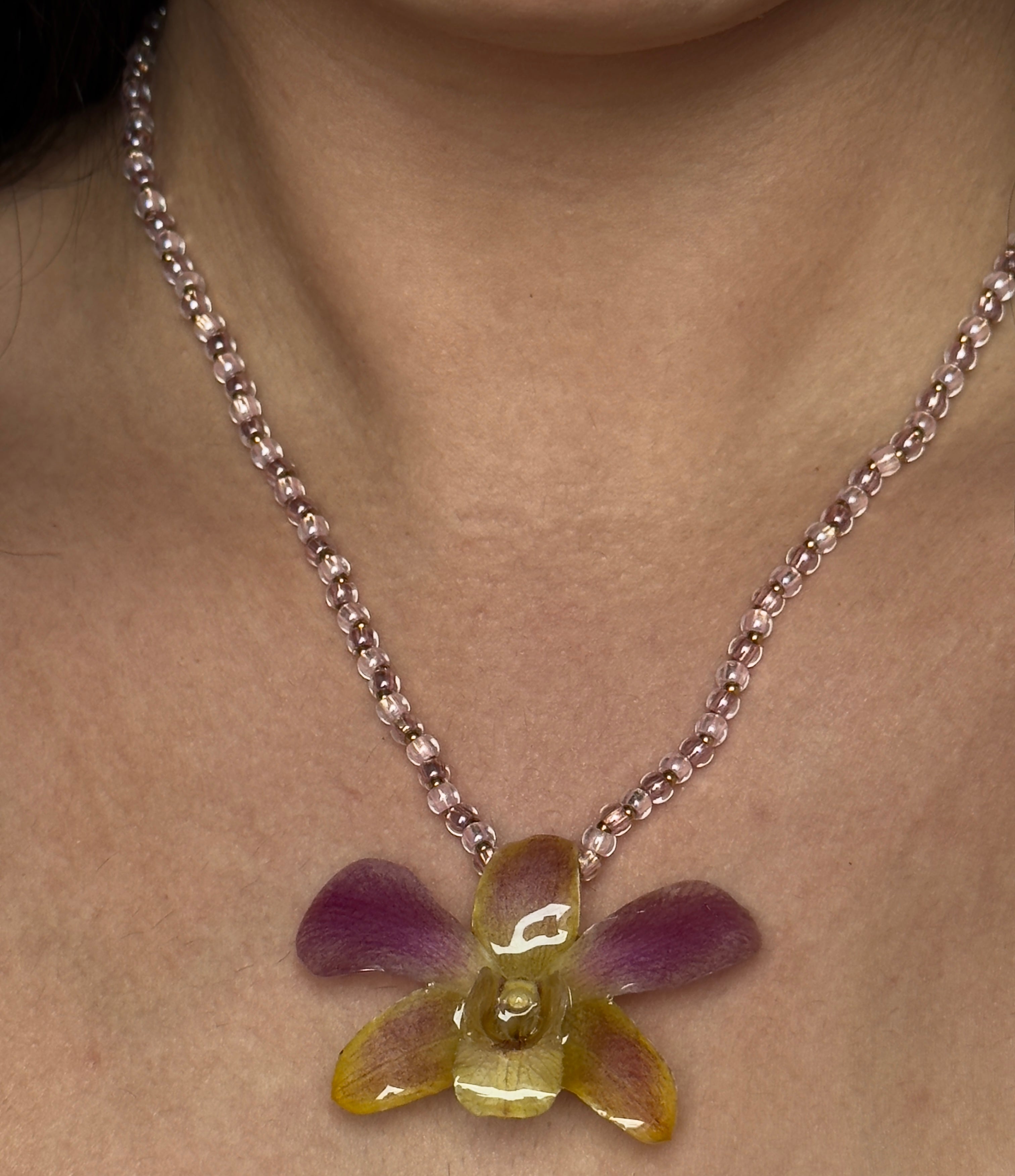 Sunset Orchid Pendant Necklace