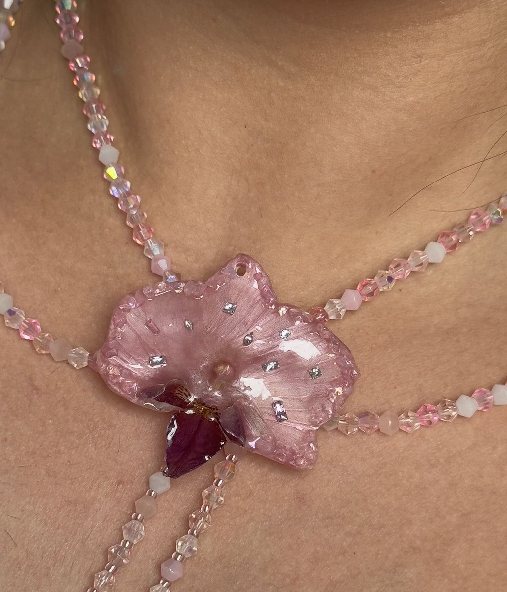 Rosé Cascade Orchid Necklace