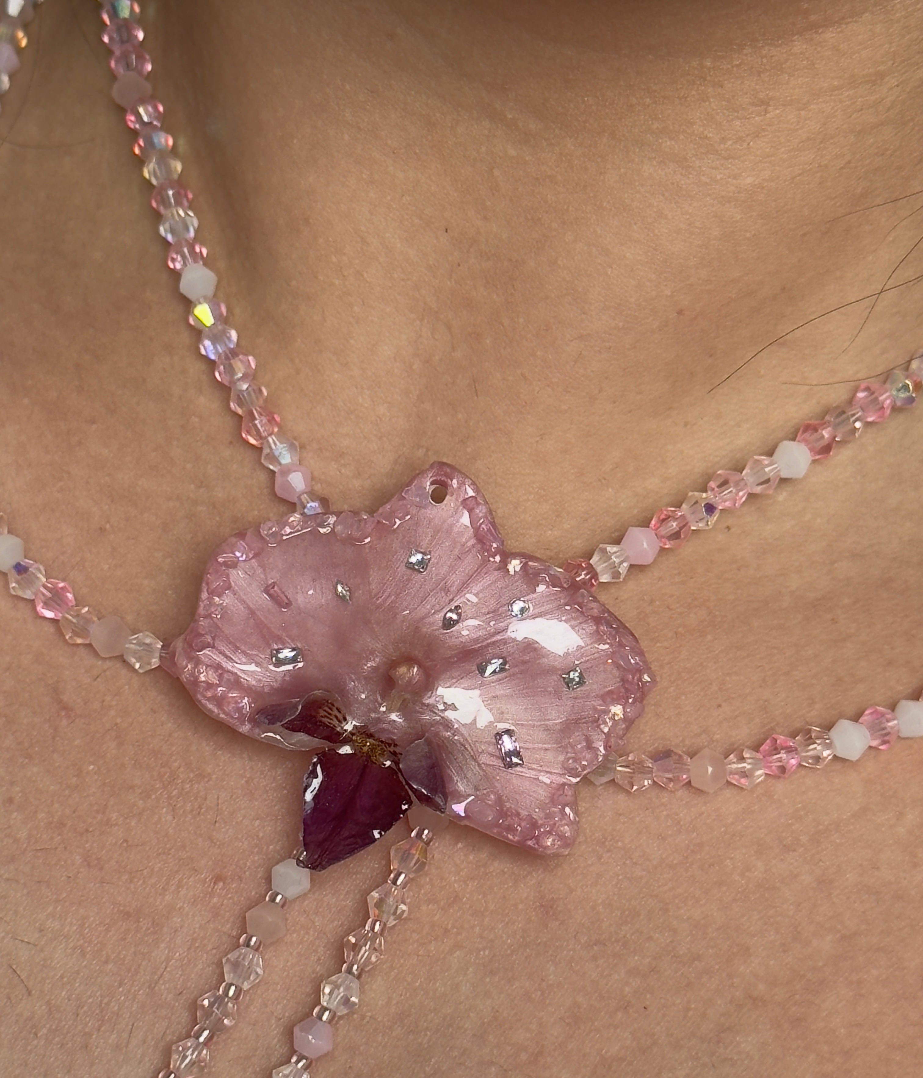 Rosé Cascade Orchid Necklace