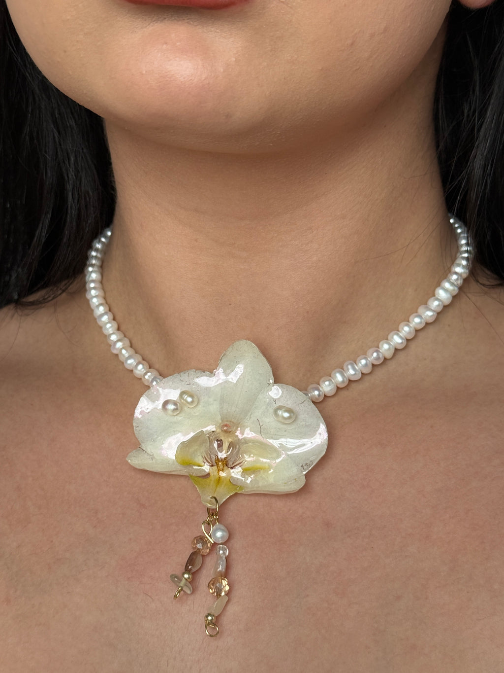 Pearl Whisper Orchid Necklace