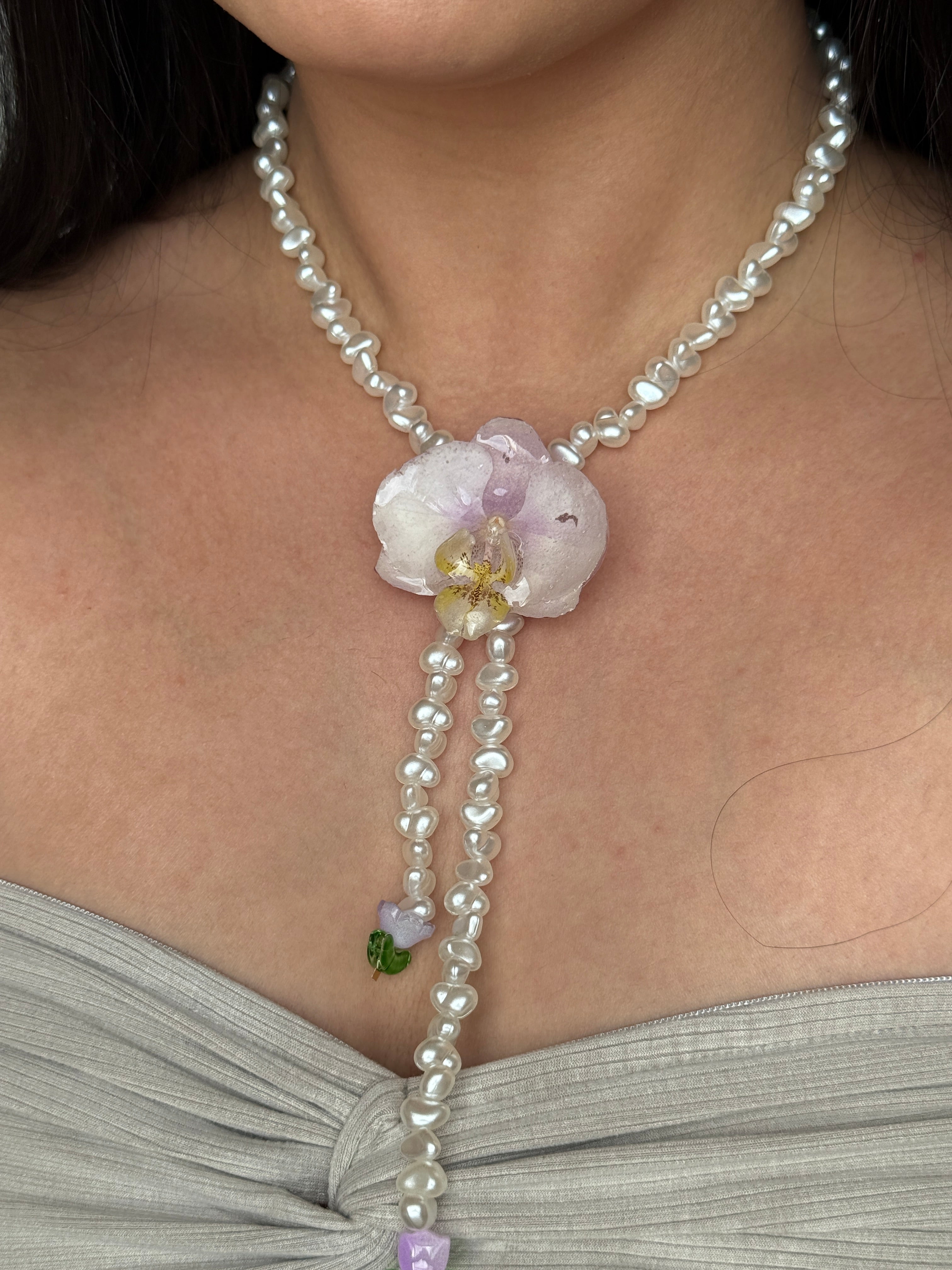 Lavender Drop Orchid Necklace
