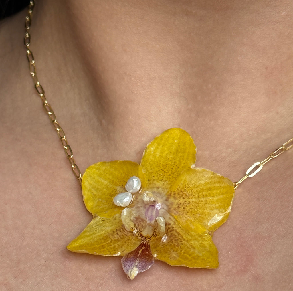 Golden Soleil Orchid Necklace