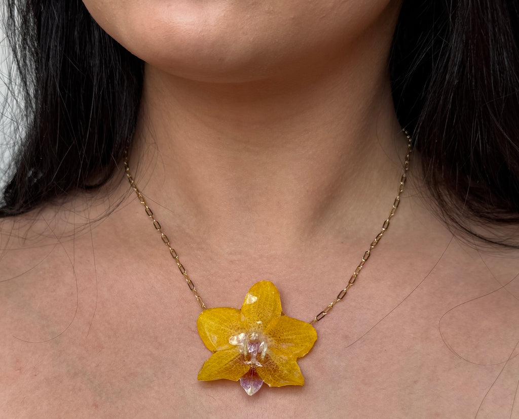 Golden Solstice Orchid Necklace