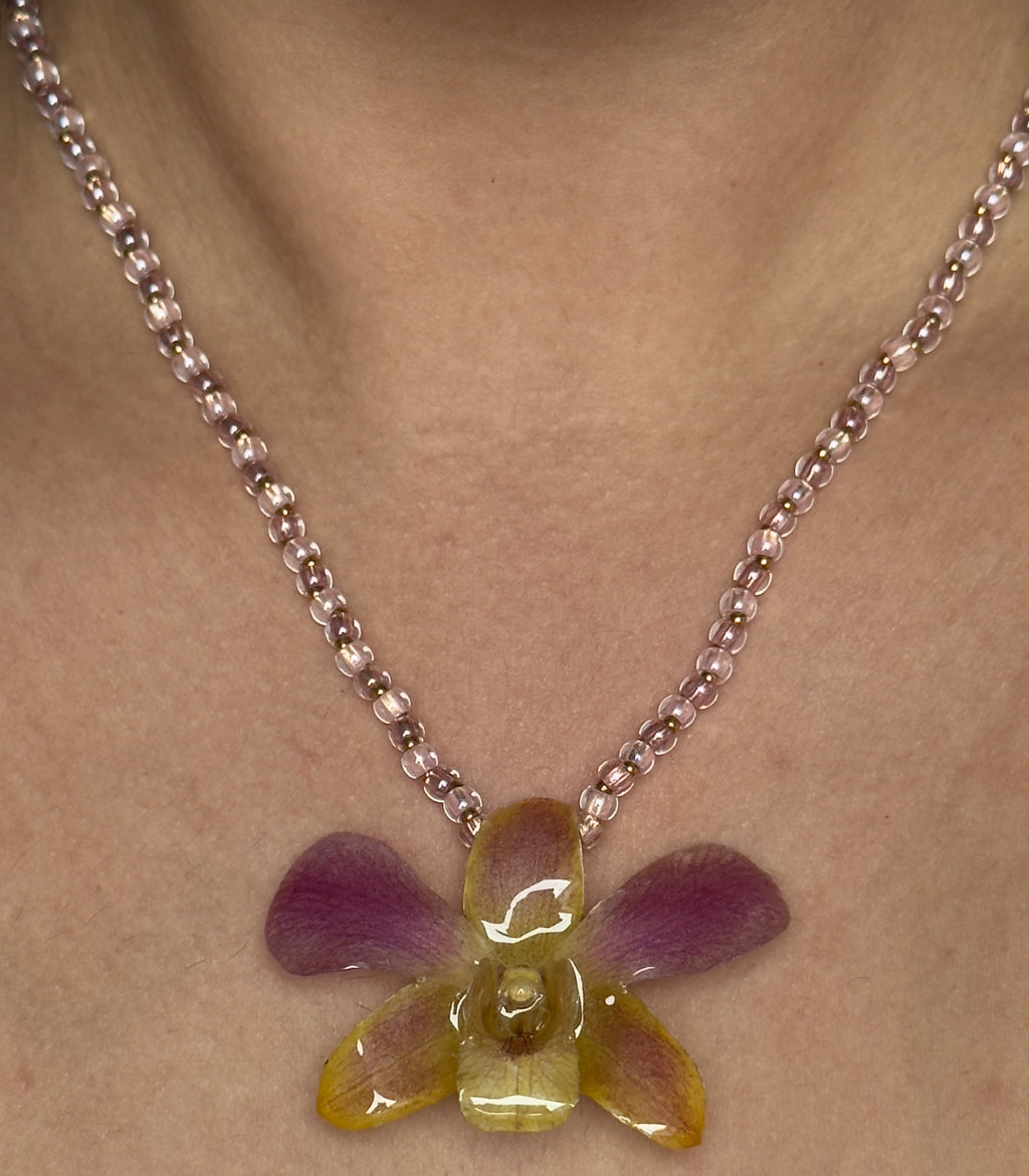 Sunset Orchid Pendant Necklace