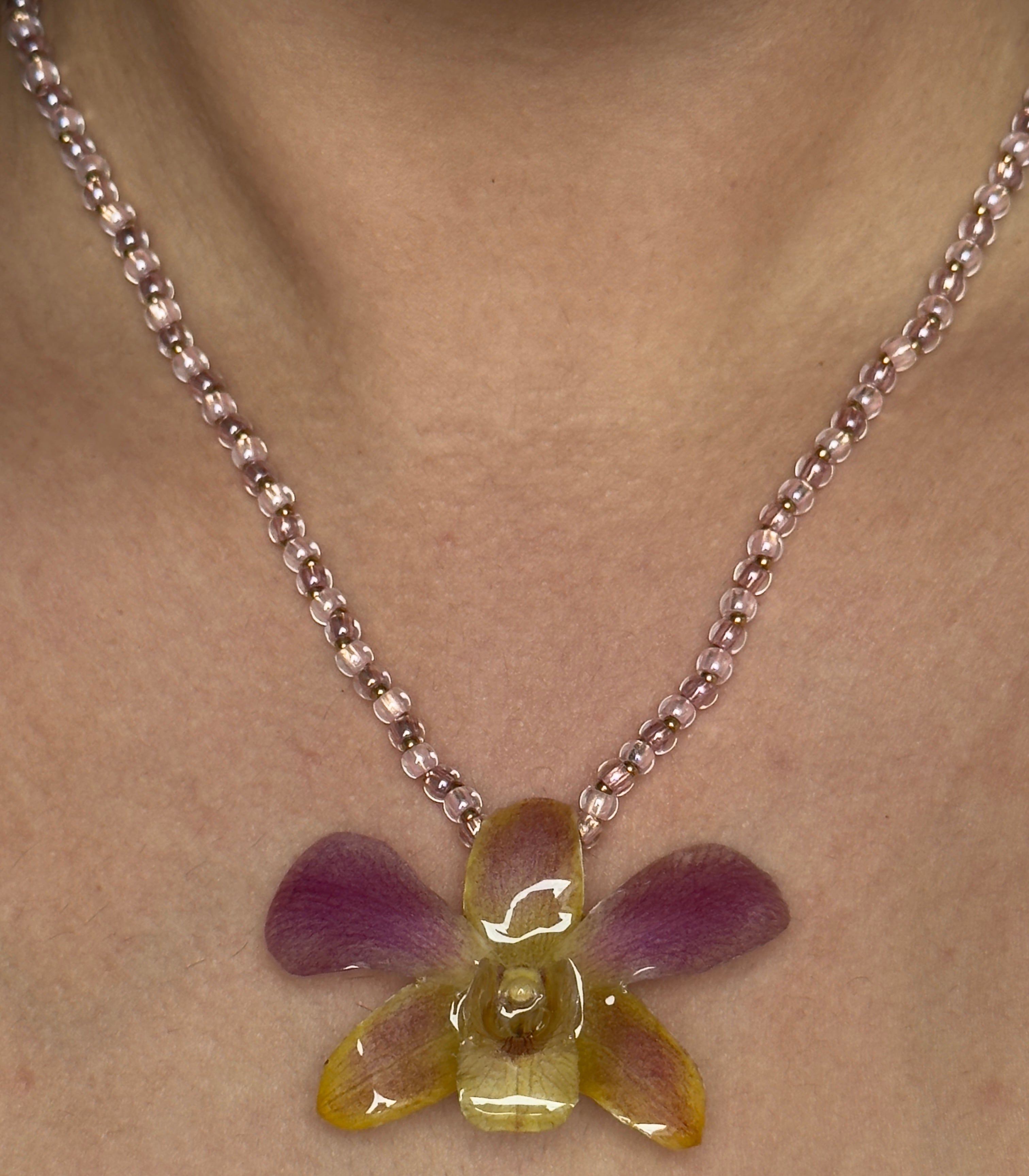 Sunset Orchid Pendant Necklace