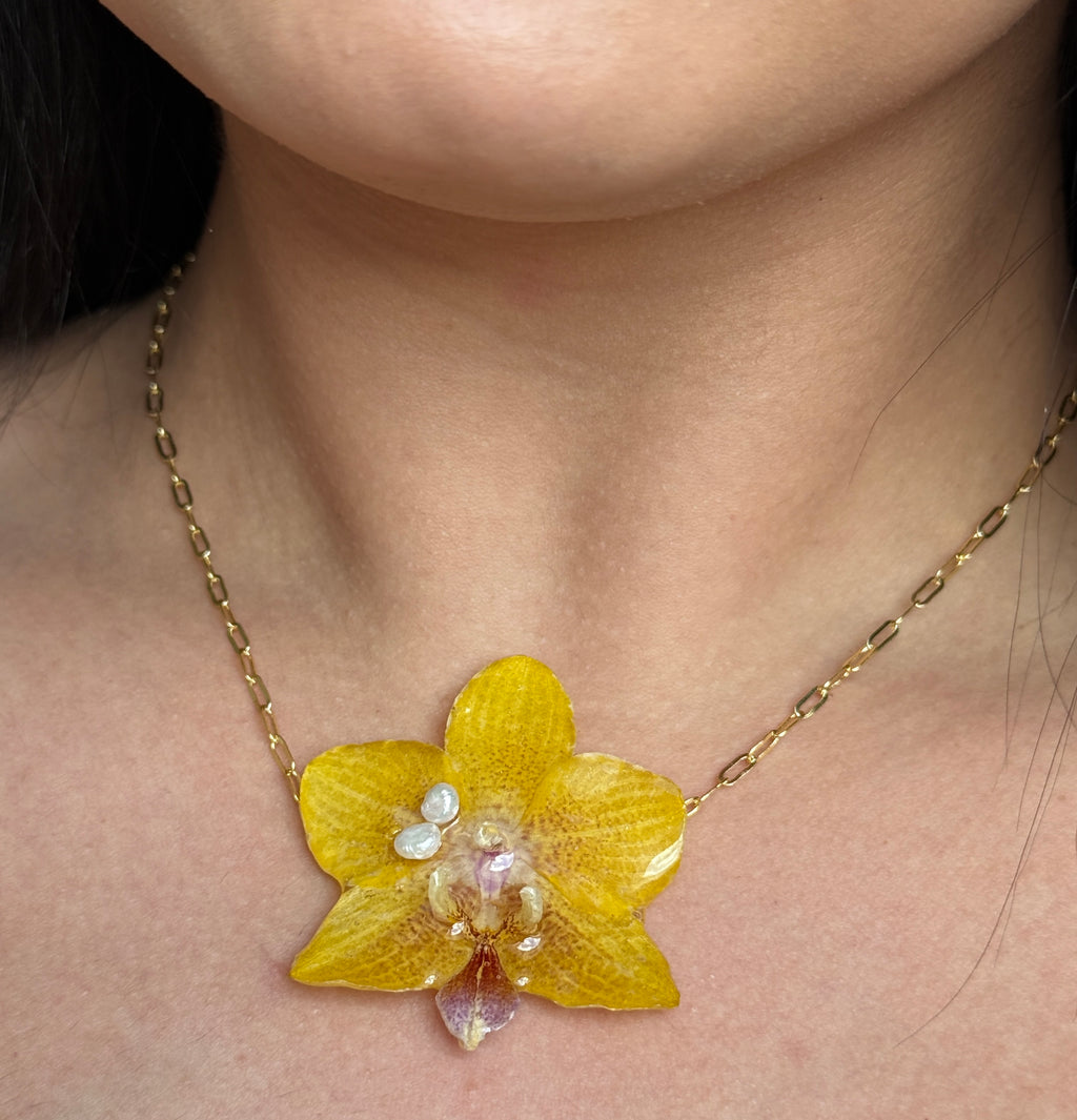 Golden Soleil Orchid Necklace