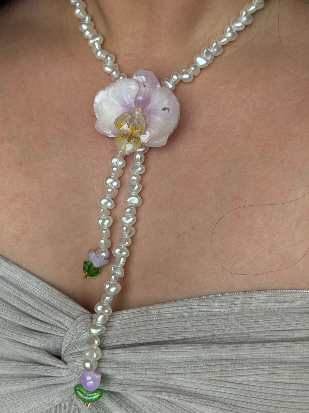 Lavender Drop Orchid Necklace
