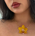 Golden Solstice Orchid Necklace