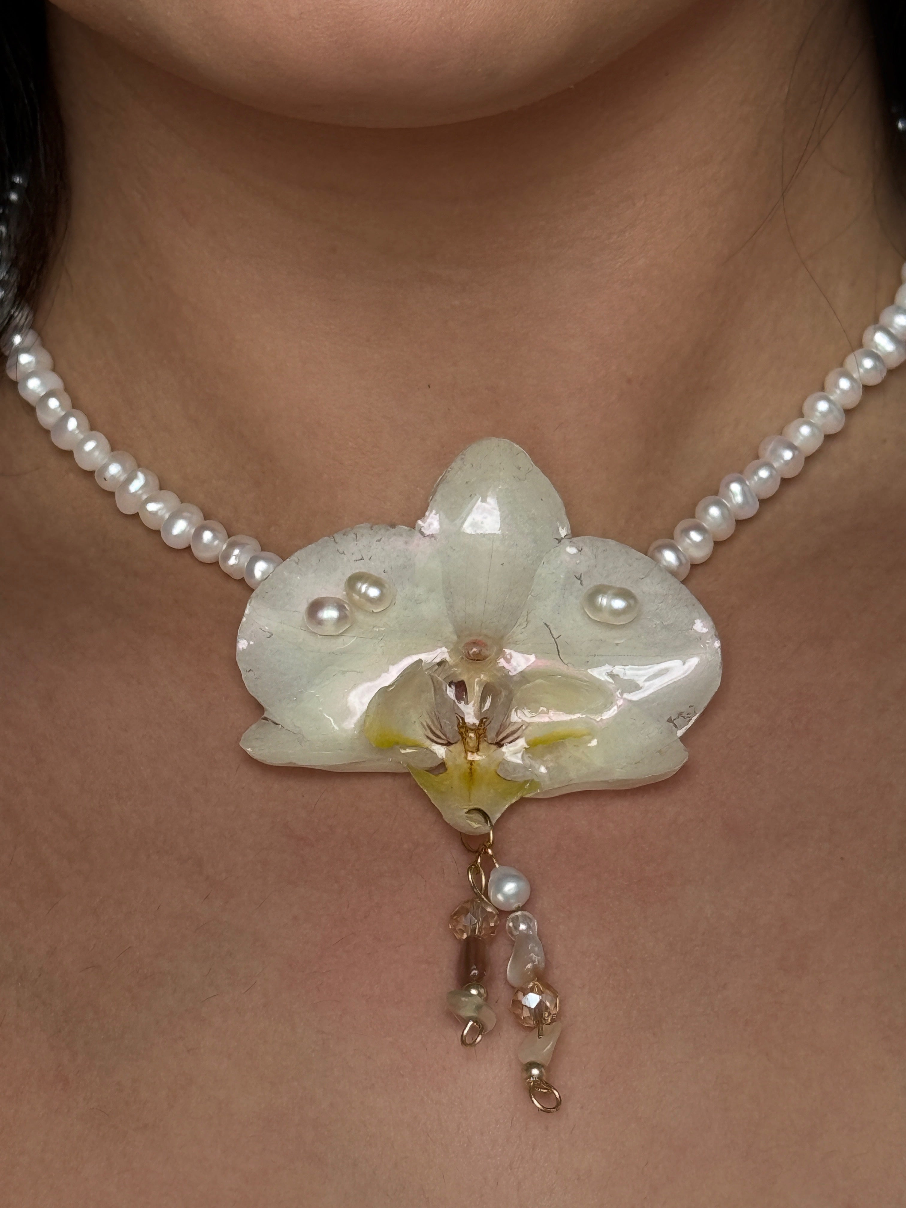 Pearl Whisper Orchid Necklace