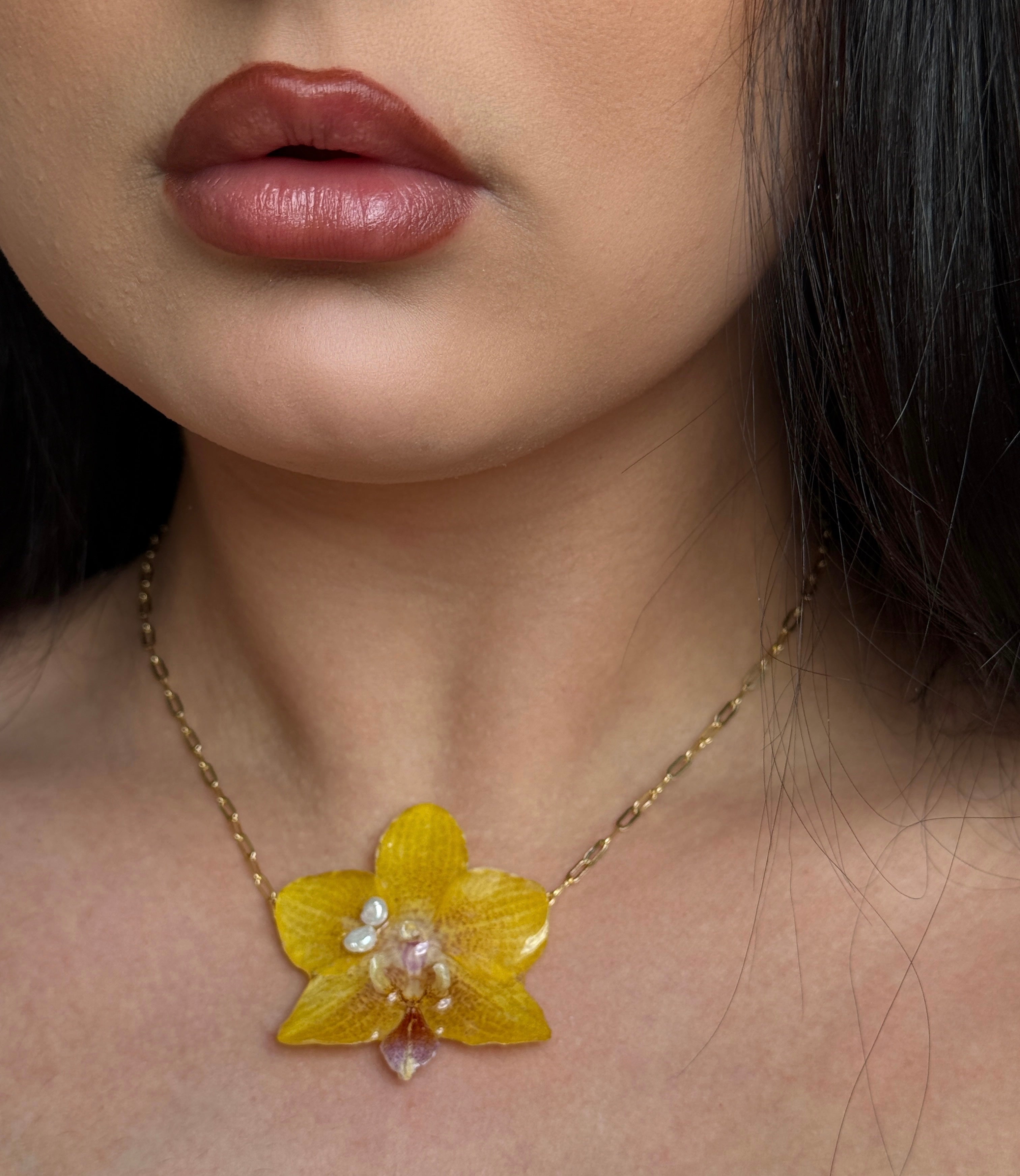 Golden Soleil Orchid Necklace